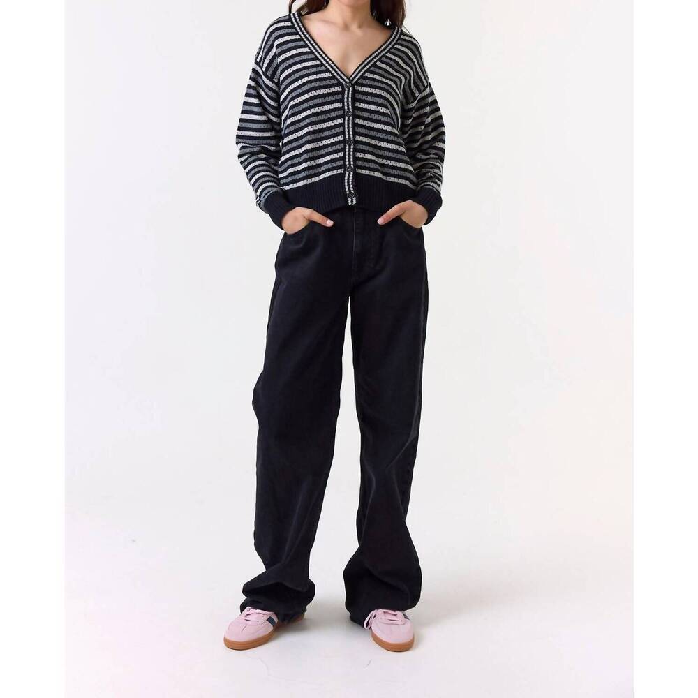 NEW WISPR pamilla stripe cardigan in black
